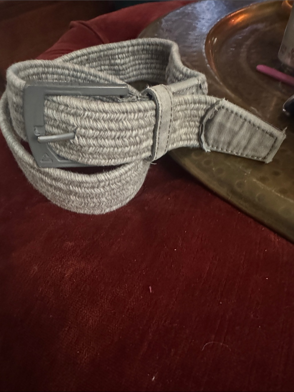 Men's Stretch Woven Belt in Light Gray